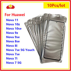 Lentille tactile extÃ©rieure avant en verre et OCA LCD, compatible avec HUAWEI Nova 11 10se 10z Nova 9se 9z 8se 8i 7 7i 7se 5G Youch, 10 piÃ¨ces/lot