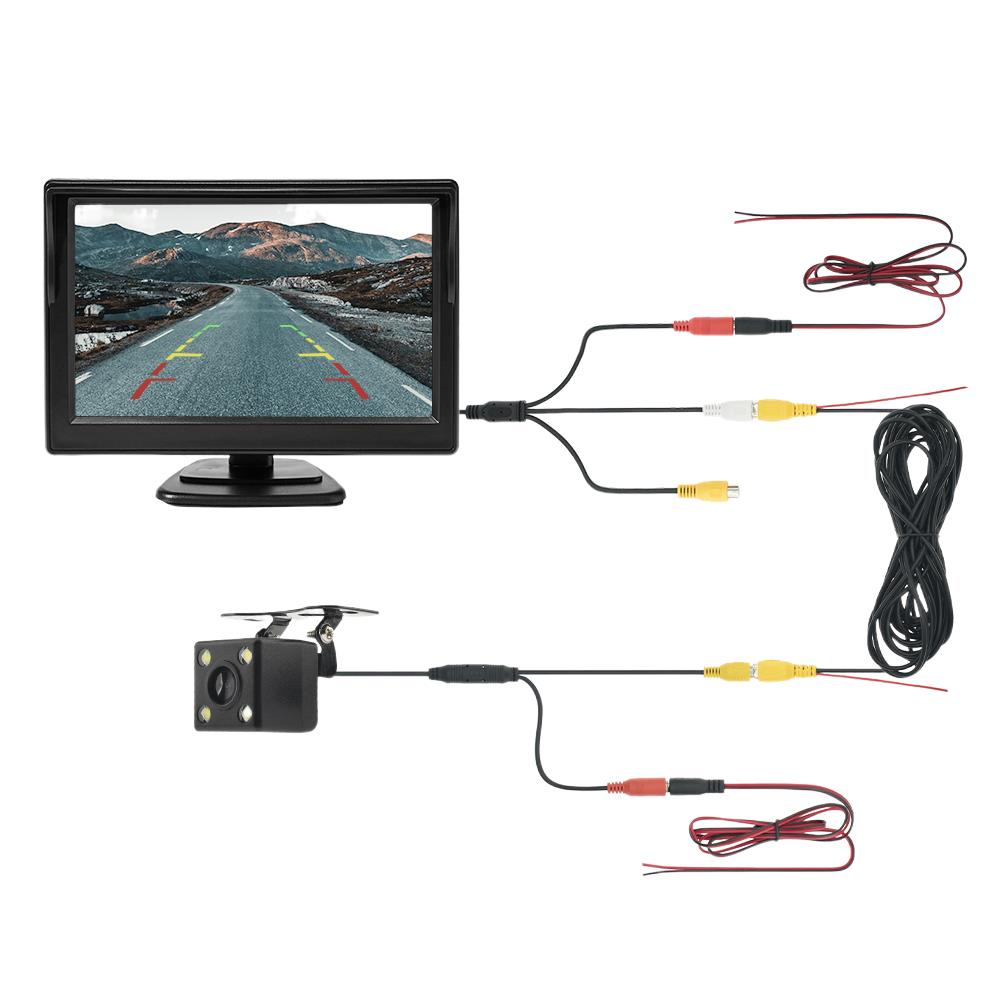 CamÃ©ra de recul de voiture avec moniteur, TFT LCD 5 pouces, Ã©cran numÃ©rique 16:9, entrÃ©e vidÃ©o 2 voies, systÃ¨me de stationnement des barrage n° 1