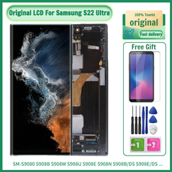 Écran tactile LCD AMOLED d'origine avec cadre de remplacement, Hébergements eur pour Samsung Galaxy S22 Ultra, 5G, S908B, S908E, S908U, 6.8 pouces