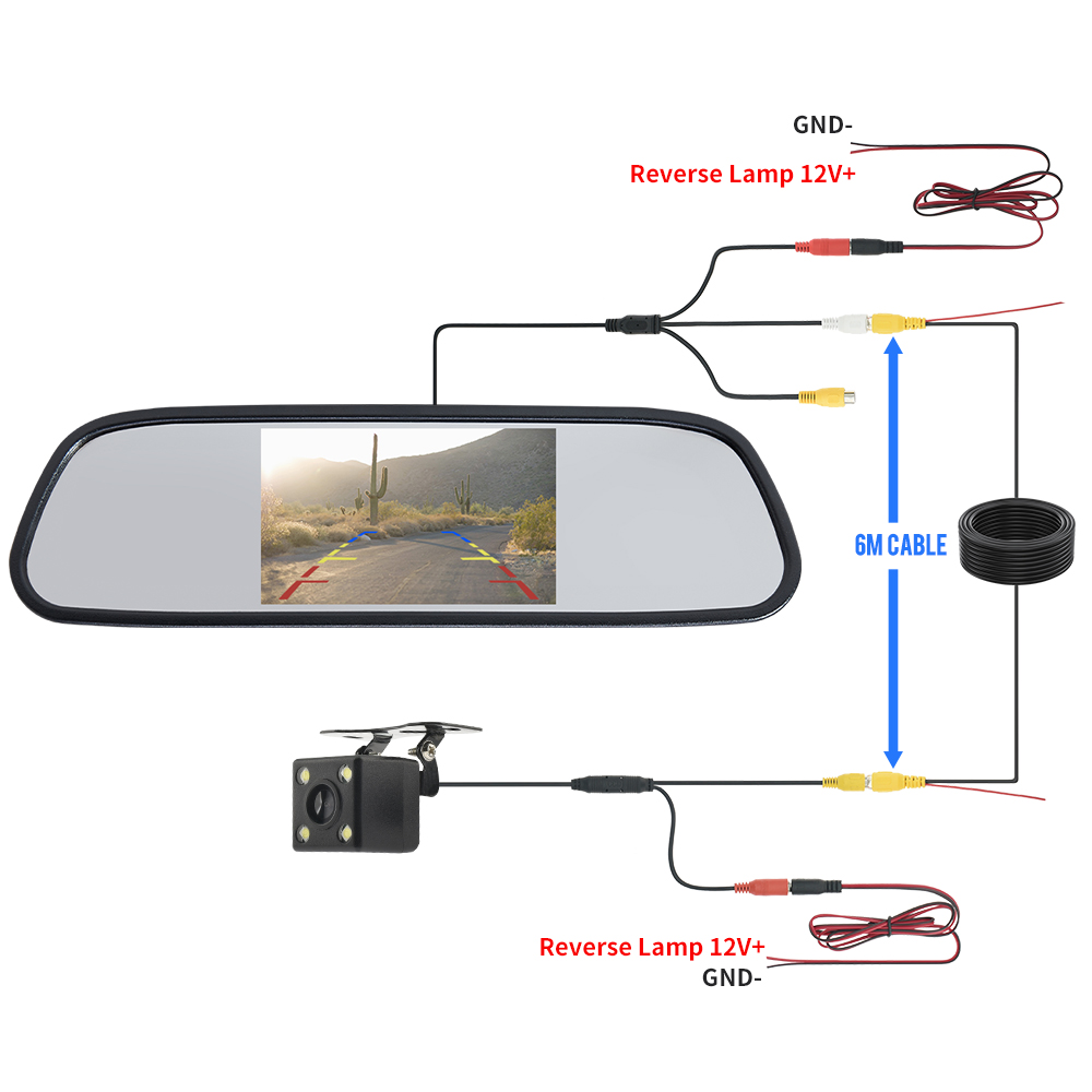 BINWEI-Moniteur de rÃ©troviseur de voiture Ã©tanche avec vision nocturne, camÃ©ra de recul, Ã©cran HD, Ã©cran de rÃ©troviseur de vÃ©hicule, 4.3 pouces n° 5