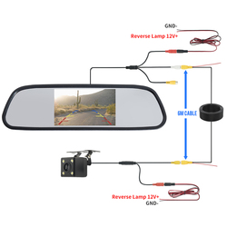 BINWEI-Moniteur de rÃ©troviseur de voiture Ã©tanche avec vision nocturne, camÃ©ra de recul, Ã©cran HD, Ã©cran de rÃ©troviseur de vÃ©hicule, 4.3 pouces small picture n° 5