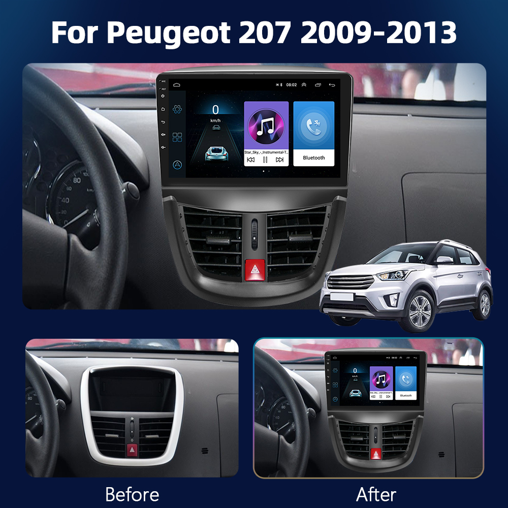 PodoNuremberg-Autoradio Android, CarPlay, 4G, 8 Go + 128 Go, Lecteur de Limitation, 2din, UnitÃ© Principale, GPS, Navi, HiFi, RDS, StÃ©rÃ©o, pour KIT 207, 2006-2015 n° 2