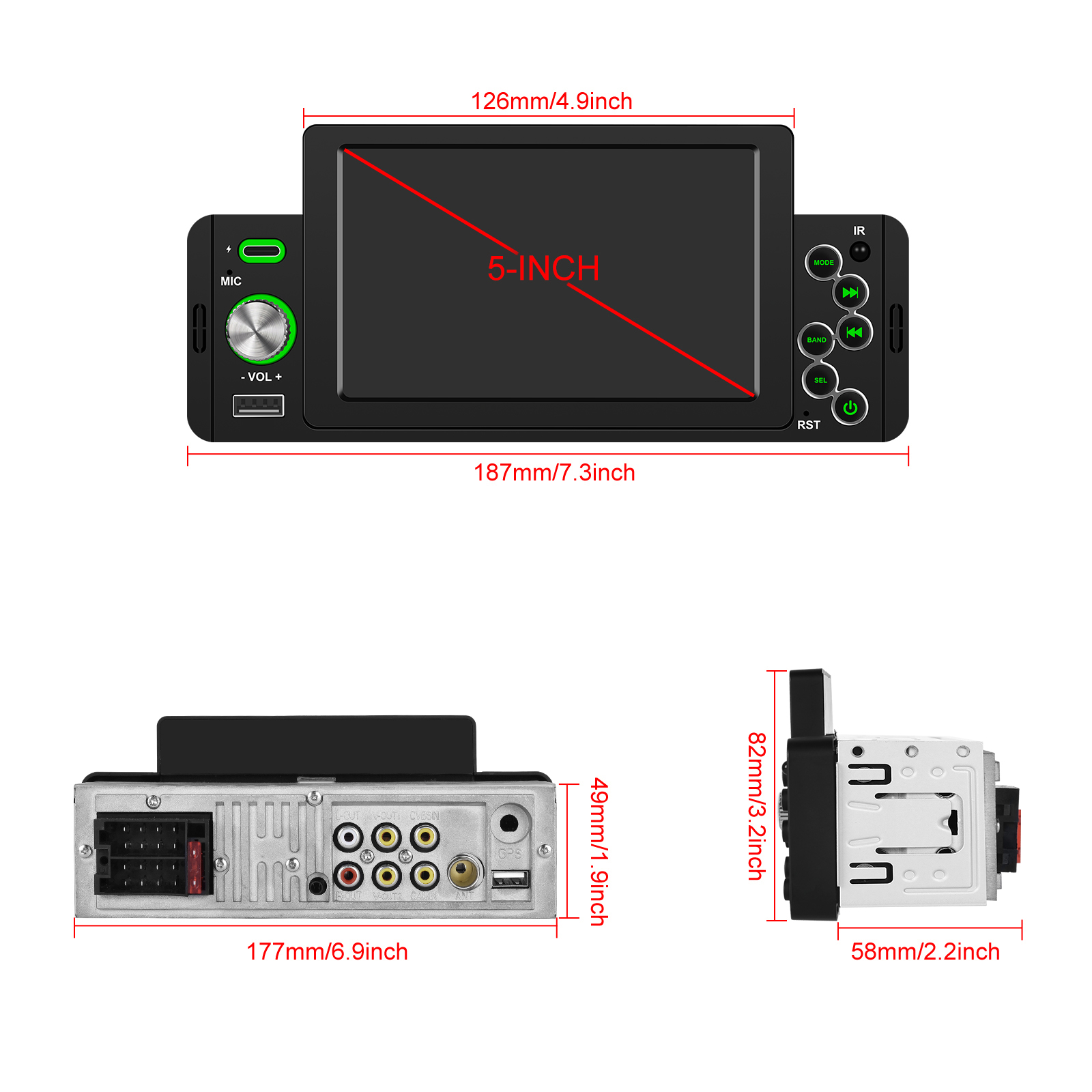 PodoNuremberg-Autoradio CarPlay Android, Bluetooth, Lecteur MP5, USB, RÃ©cepteur FM, CamÃ©ra de Rectransistors, 1 Din, 5.5 n° 6