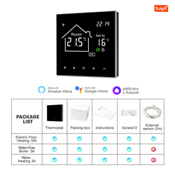 Tuya-Thermostat Intelligent avec Ã‰cran Tactile LCD, pour Chauffage Ã‰lectrique au Sol, Eau/Gaz, Microphone, TÃ©lÃ©commande de TempÃ©rature small picture n° 2