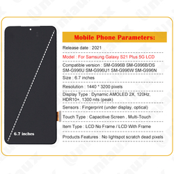 Écran tactile LCD Super AMOLED de remplacement, pour Samsung Galaxy S21 Plus G996 G996F G996U, original small picture n° 6