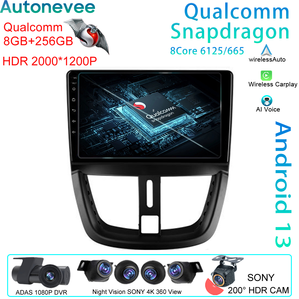 Qualcomm Pour Peugeot 207 2006 -2015 Android Auto GPS Navigation Autoradio MultimÃ©dia Lecteur VidÃ©o Carplay Bluetooth CamÃ©ra arriÃ¨re n° 1