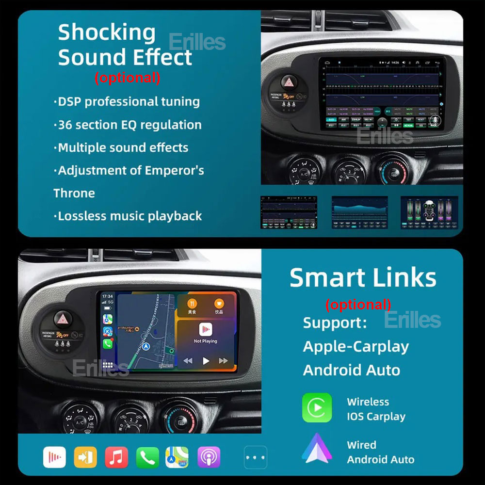 Autoradio 9 Android 13, 4G, WiFi, DSP, Navigation GPS, Carplay, Lecteur VidÃ©o, 2 DIN, Limitation, pour Voiture KIT 207 (2006-2015) n° 4