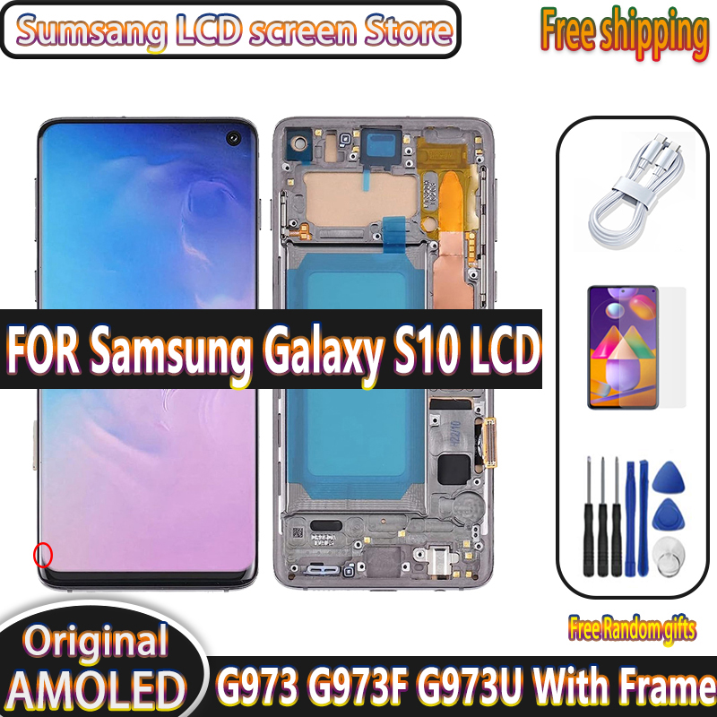 Original AMOLED s10 LCD pour Samsung S10 G973 SM-G9730 G973F SM-G973F/DS Ã©cran LCD et Ã©cran tactile HÃ©bergements eur assemblÃ©e n° 1