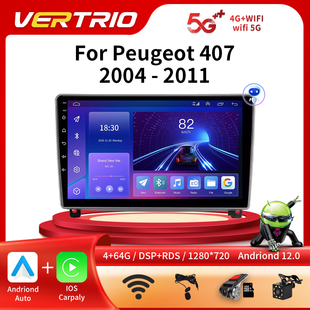 Autoradio Android 12, Navigation GPS, IPS, Lecteur MultiXXL, StÃ©rÃ©o, Limitation VidÃ©o, UnitÃ© Centrale pour Voiture KIT 407 (2004-2011) n° 1