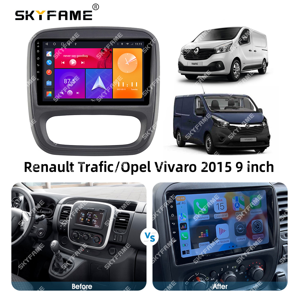 SKYFAcloser-Adaptateur de Fascia de cadre de voiture, boÃ®te Canbus, dÃ©codeur, tableau de bord radio Android, kit de panneau de montage pour Renault Trafic 3, Opel Vivaro B n° 6