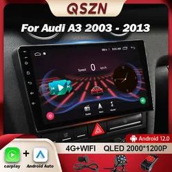 QSZN-Autoradio Android 12 avec Navigation GPS, 4G, Carplay, DSP, Lecteur VidÃ©o, UnitÃ© Centrale, Limitation, pour Voiture Audi A3 2 8P (2003-2013) small picture n° 1