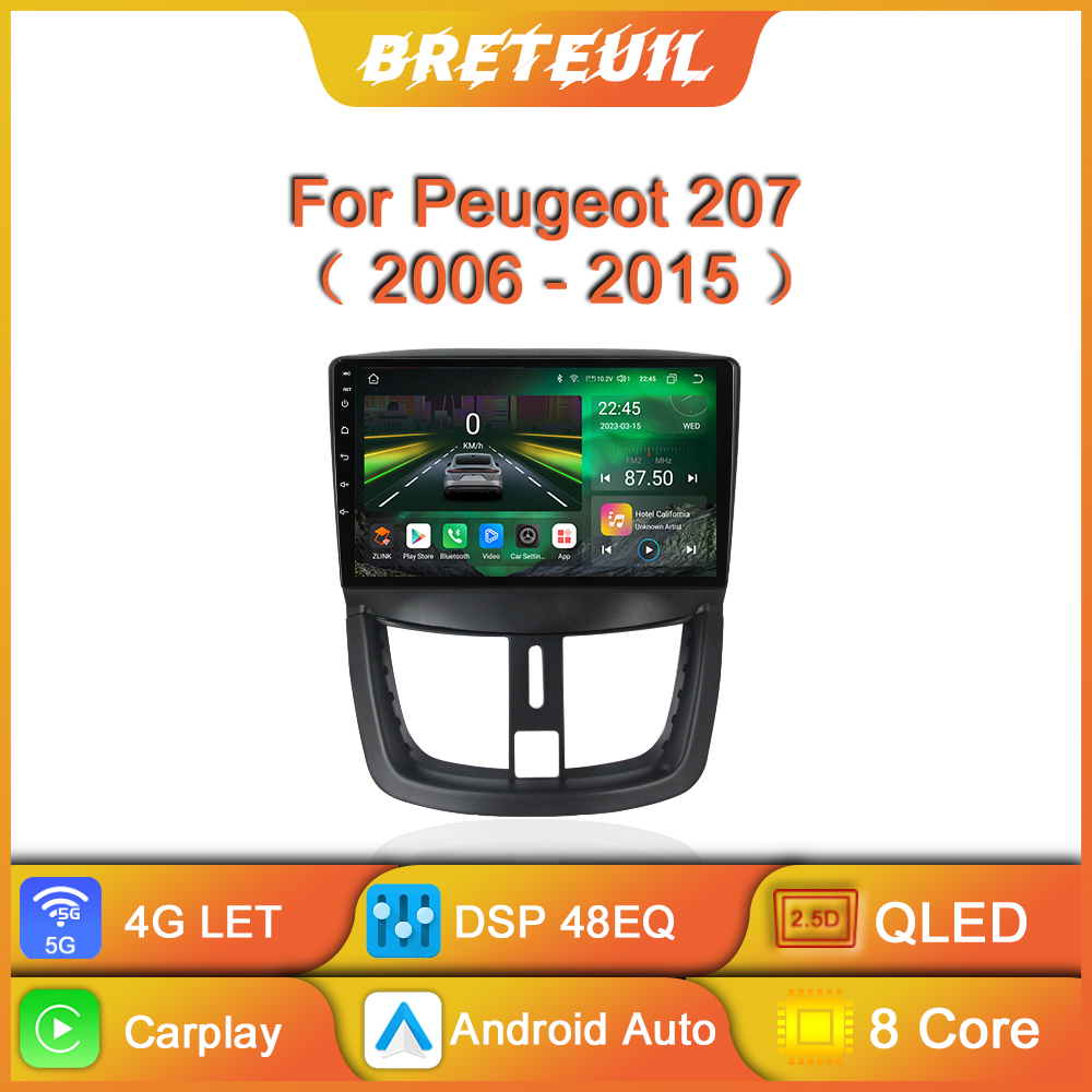 Autoradio Android avec Ã‰cran Tactile QLED, Navigation GPS, Carplay, StÃ©rÃ©o existent, 4G, Lecteur de Limitation, 207 CC, 207CC, 2006 2007 2008 2009 2010 2011 2012 2013 2014 2015 n° 1