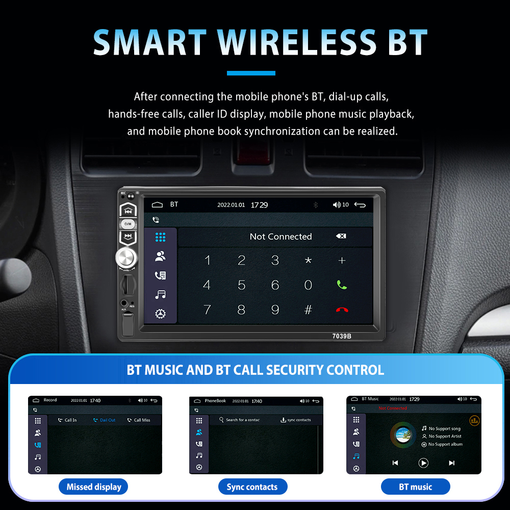 Autoradio universel Ã  Ã©cran tactile, lecteur MP5, Carplay, Android Auto, FM MirrorLink, audio stÃ©rÃ©o, lecteur de limitation, 1 Din, 7 n° 4