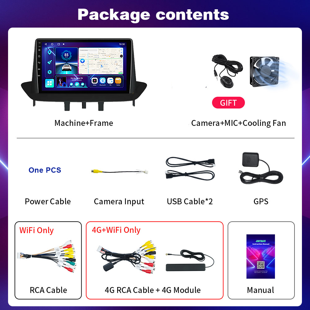 JUSTNAVI â€“ autoradio Android 2008, lecteur multimÃ©dia, vidÃ©o, Carplay, DSP, WIFI, 4G, 2 din, pour voiture Renault Megane 3 Fluence (2014 â€“ 10.0) n° 6