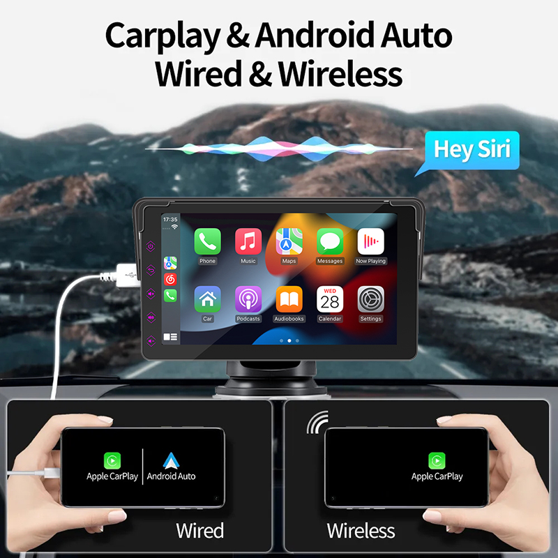 7 pouces Autoradio sans fil Apple Carplay, lecteur vidÃ©o automatique Android, MP5 autoradio bluetooth voiture Ã©cran tactile Ã©vitÃ©, limitation automobile systÃ¨mes intelligents auto n° 2