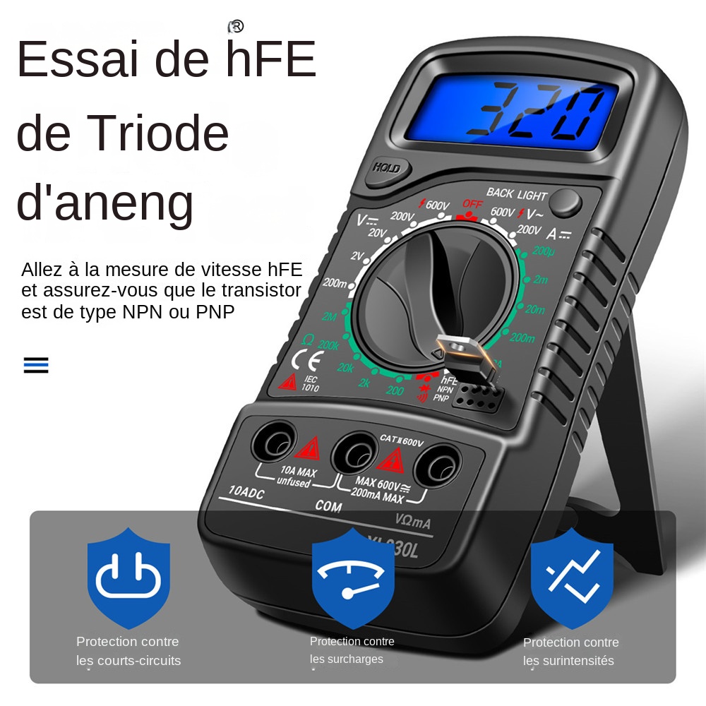 ANENG-MultimÃ¨tre numÃ©rique XL830L, testeur ESR, compteur Ã©lectrique automobile, transistor Dmm, testeur Patricia, compteur de puzzles, compteur d'itance n° 2