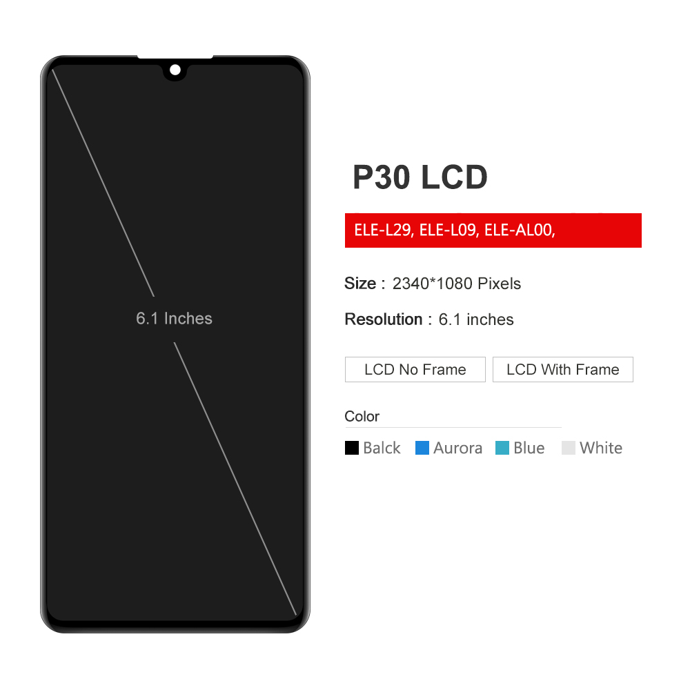 Bloc Ã©cran tactile LCD de remplacement, 6.1 pouces, avec chÃ¢ssis, pour Huawei P30 ELE-L29 ELE-L09, Original n° 4