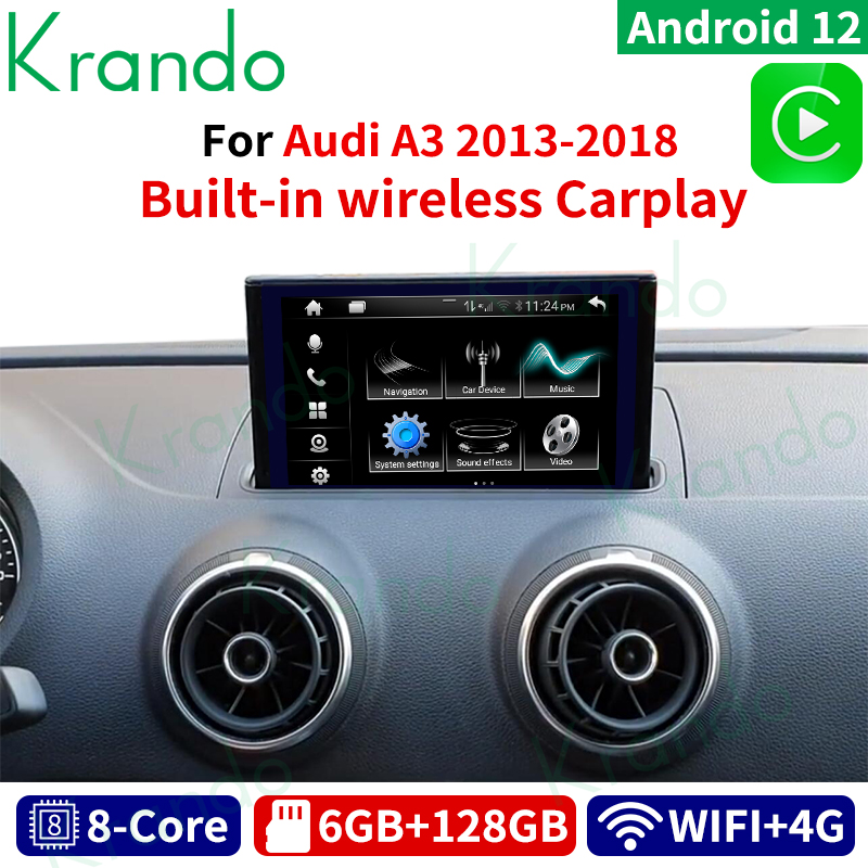 Krando-Autoradio Android, Navigation GPS, Carplay sans fil, Ã‰cran Auto Playstore, StÃ©rÃ©o, Limitation, 7 , Audi A3 2013 - 2018 n° 1