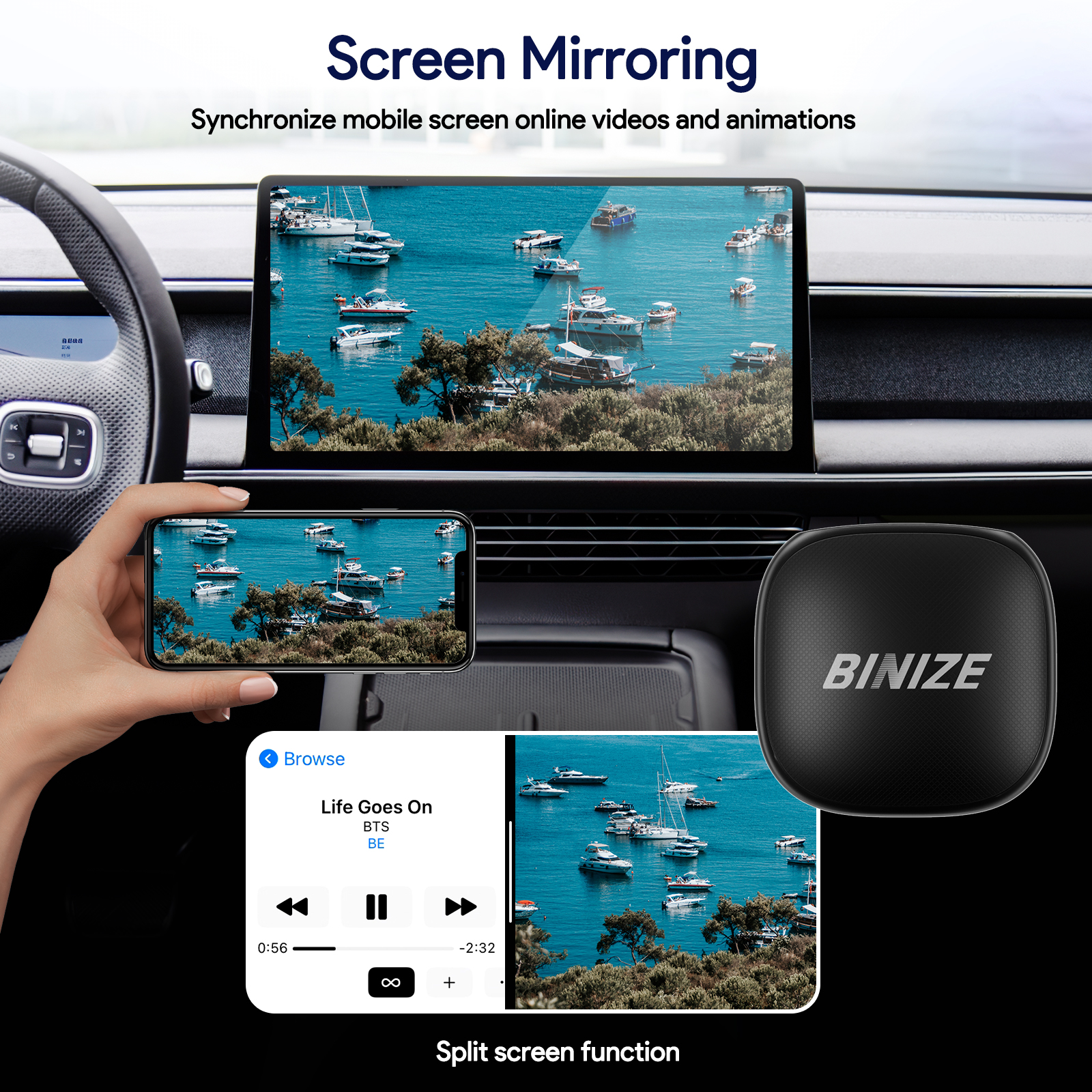 Binize-CarPlay Ai Box, Android 13.0, Auto sans fil, Qualcomm 6125, 8 cÅ“urs, 8 Go + 128 Go, Netflix, promettant la persÃ©vÃ©rance 4G, GPS n° 5