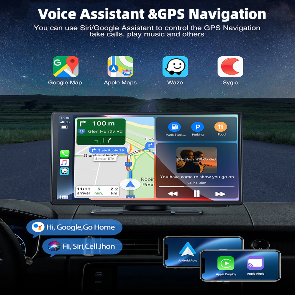 TOGUARD Carplay sans fil avec camÃ©ra pour les yeux, Ã©cran de voiture Ã  limitation automatique, moniteur Android, camÃ©ra de tourisme, DVR, GPS, Wi-Fi, BT, 9 pouces n° 5