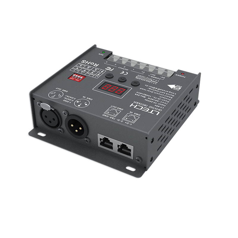 LTECH a menÃ© le dÃ©codeur de DMX d'affichage DC12-24V entrÃ©e; la tension constante du canal PWM RDM DMXorgSSashCV de Snap* 4CH 8A * 3CH Max 24A a produit 4 n° 2