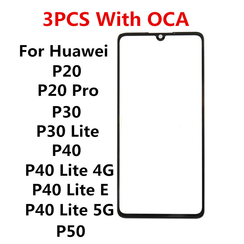 Ã‰cran avant pour Huawei P20 Pro P30 P40 Lite E 5G P50, Ã©cran tactile LCD, verre, piÃ¨ces de rechange, OCA, 3 piÃ¨ces n° 1