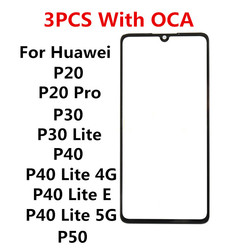 Ã‰cran avant pour Huawei P20 Pro P30 P40 Lite E 5G P50, Ã©cran tactile LCD, verre, piÃ¨ces de rechange, OCA, 3 piÃ¨ces