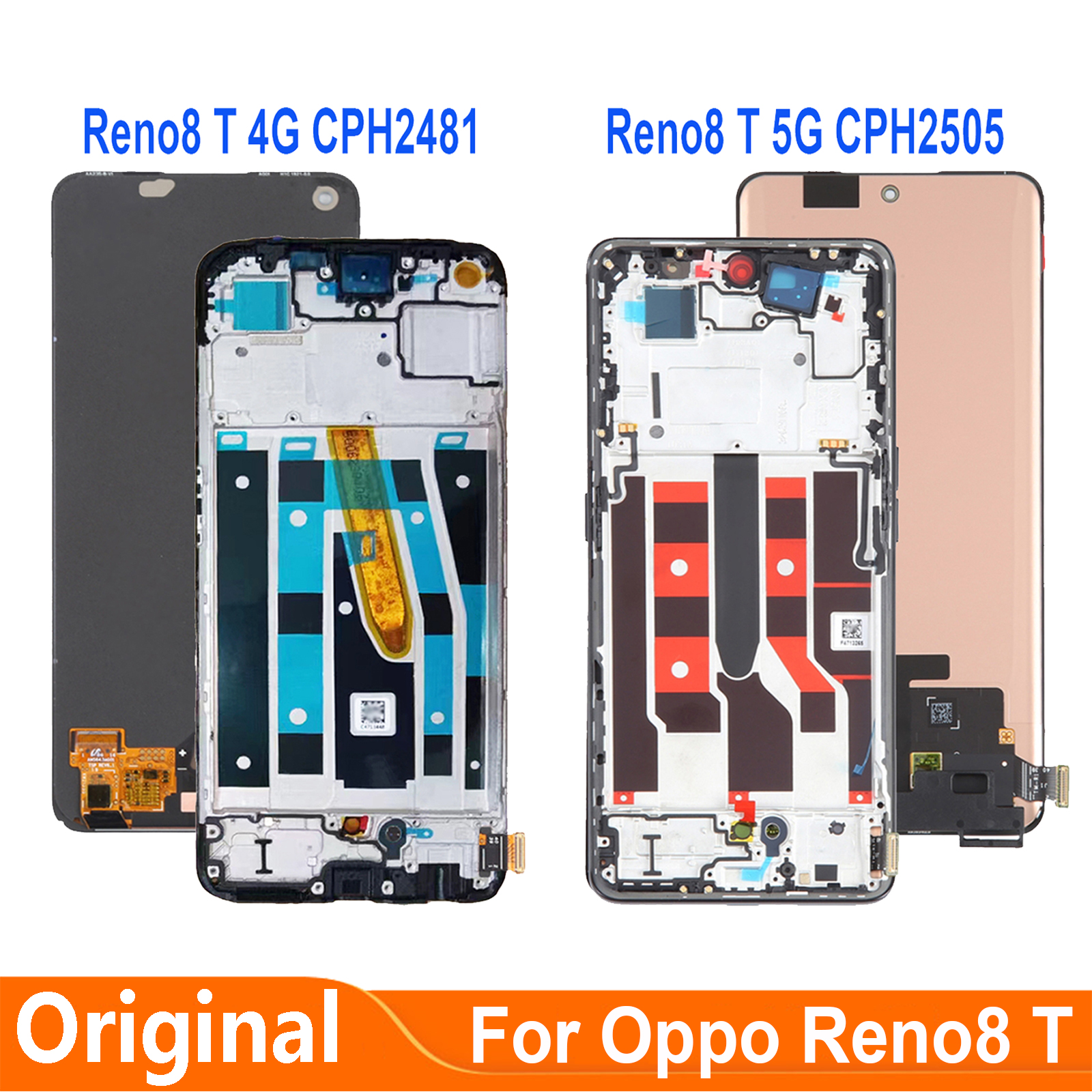 PiÃ¨ces d'assemblage de HÃ©bergements eur d'Ã©cran tactile d'affichage Ã  cristaux liquides, AMOLED d'origine pour Oppo Reno8 T, 4G, 5G, CPH2481, CPH2505 n° 1