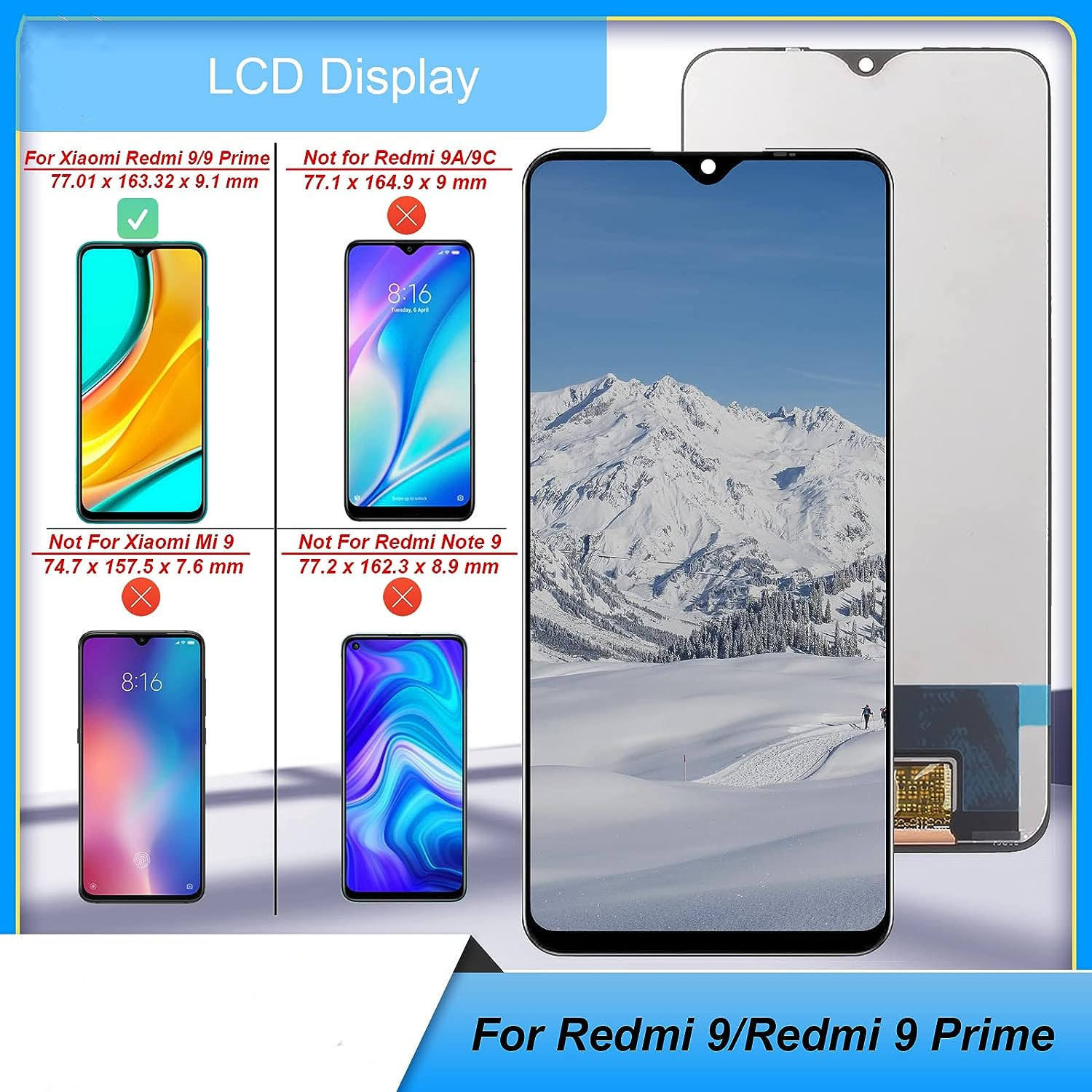 Ensemble Ã©cran tactile LCD de remplacement, pour Xiaomi Redmi 9 M2004J19G M2004J19C, original n° 6