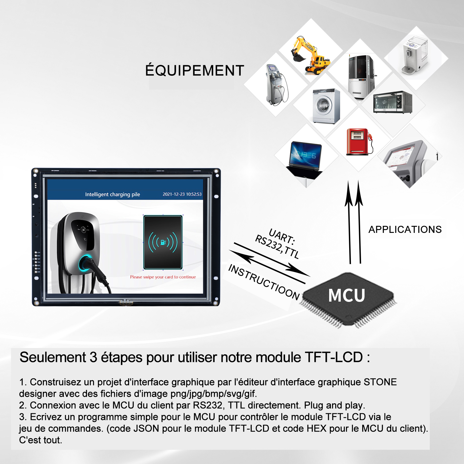 STONE-Écran Tactile HMI LCD Intelligent de 7 Pouces, avec RS232/TTL, pour Ardu37ESP32 STM32 PIC et Utilisation Industrielle n° 4
