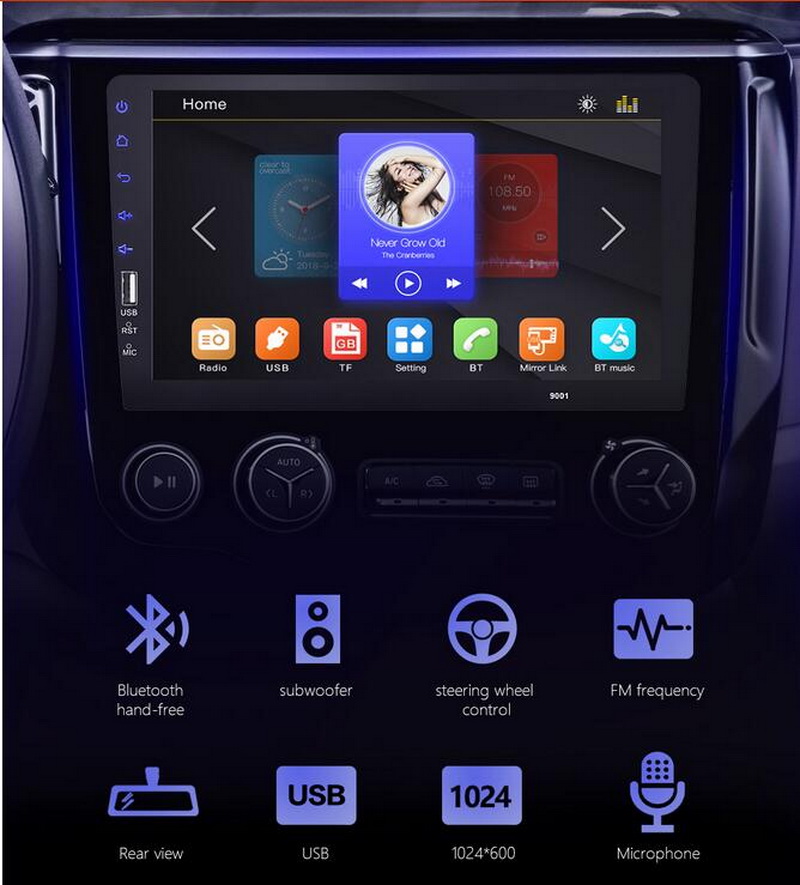 Autoradio MP5 Mirror Link, prend en charge le tÃ©lÃ©phone Android, FM, 1 Din, 9 pouces, lecteur de limitation d'Ã©cran TFT, accessoires Bluetooth n° 4