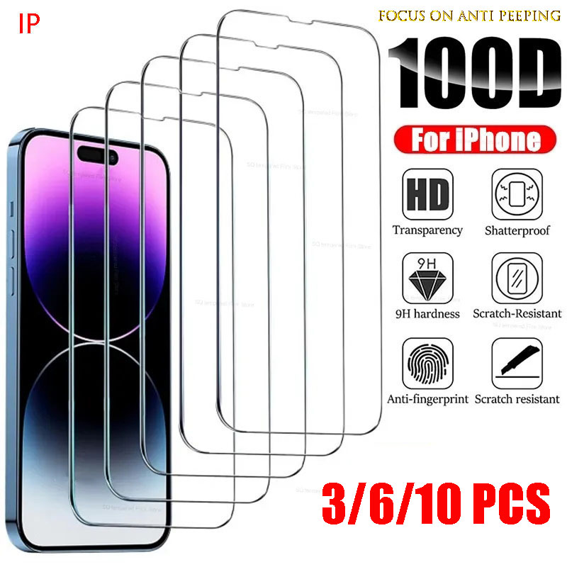 Protecteur d'Ã©cran en verre trempÃ© pour iPhone, film anti-peep haut de gamme, iPhone 11, 12, 13, 14, 15 Plus Max Pro, 3 piÃ¨ces, 6 piÃ¨ces, 10 piÃ¨ces n° 1