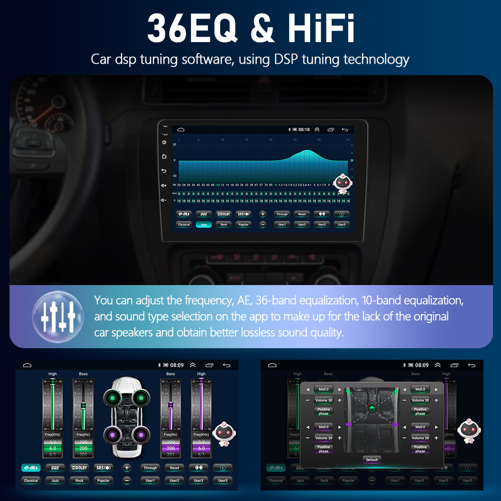 Podofo – Autoradio Android CarPlay, 8 go/128 go, GPS, DSP, lecteur multimédia, 2din, unité centrale, stéréo, 4G, pour voiture Opel Astra K (2015 – 2019) n° 5