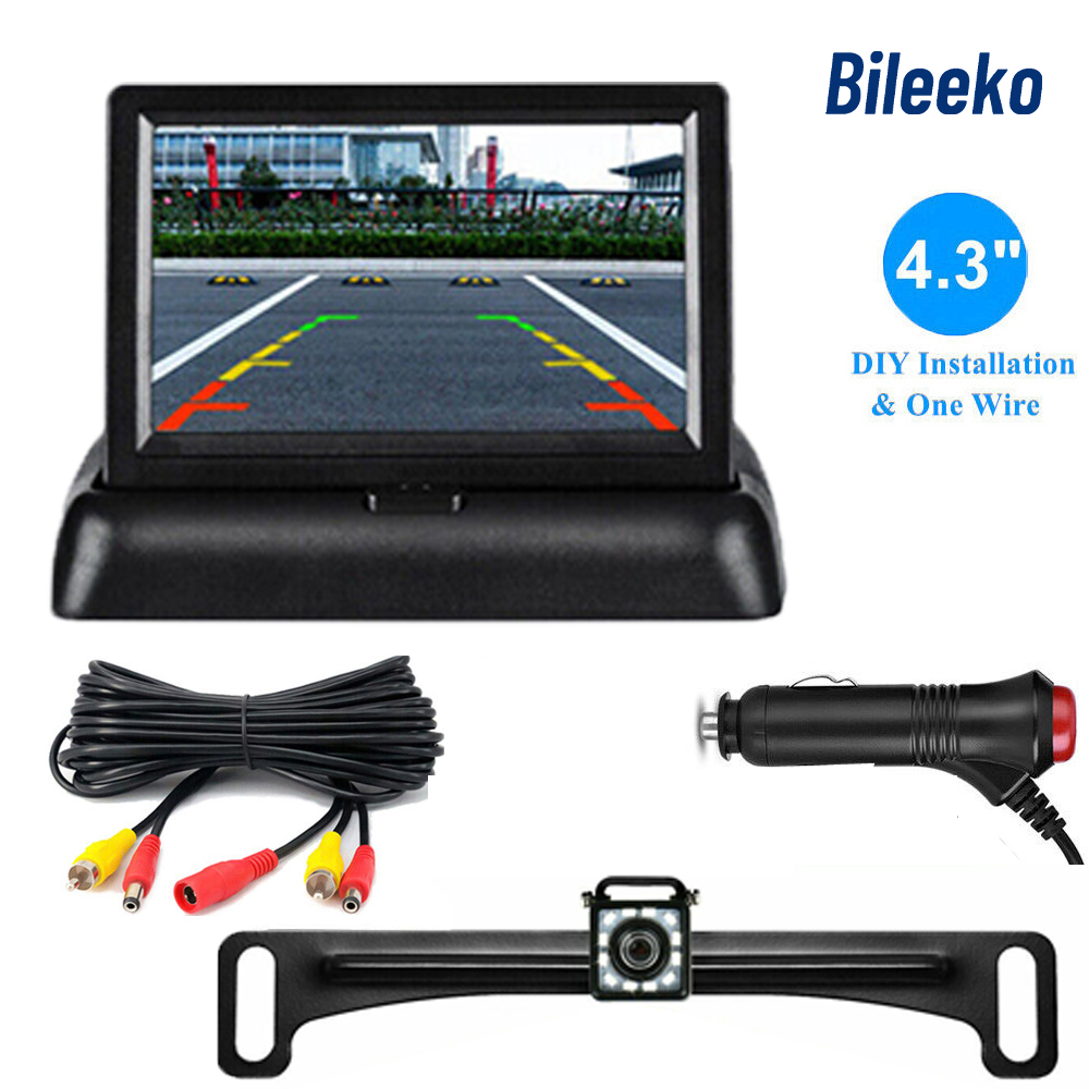 Kit de moniteur de camÃ©ra de recul de voiture, Ã©cran pliable, Ã©cran LCD TFT, plaque de planificateur d'affichage, camÃ©ra de recul, systÃ¨me de stationnement, 4.3 pouces n° 1