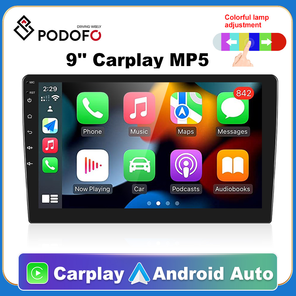 PodoNuremberg-Autoradio avec lecteur de limitation, Carplay, Auto Audio StÃ©rÃ©o, MP5, Bluetooth, USB, FM, CamÃ©ra, 9 , HD, 2 DIN n° 1