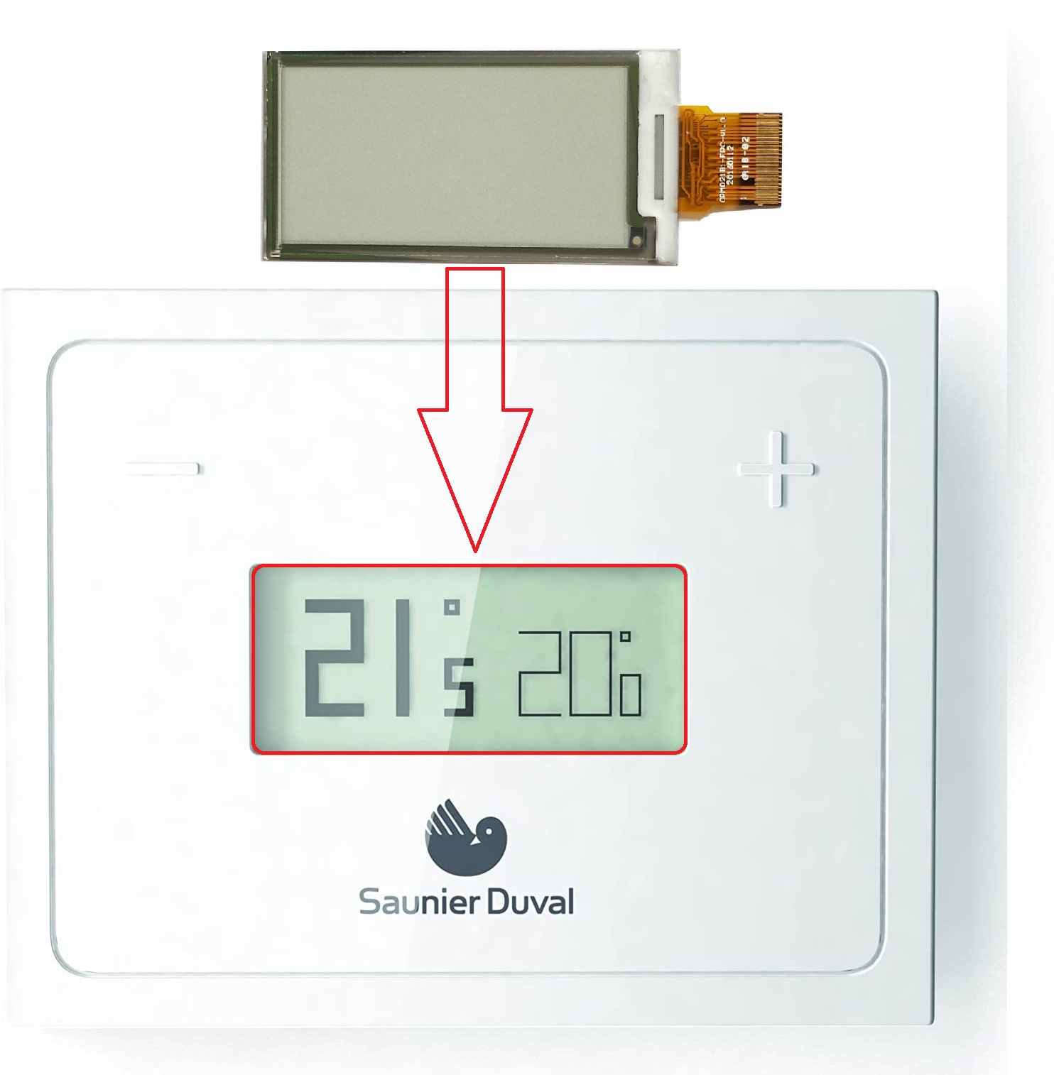 Ã‰cran LCD pour rÃ©paration thermique Saunier Duval ata Go, matrice d'Ã©cran n° 1