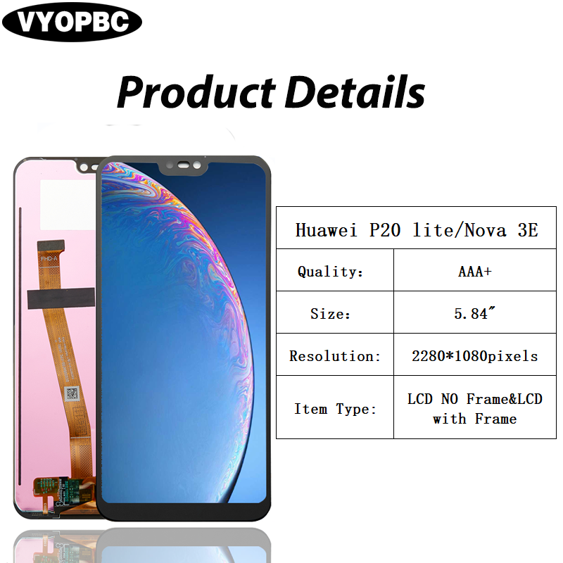 Ensemble Ã©cran tactile LCD de 5.84 pouces, pour Huawei P20 Lite nouveau 3E NetL00 Anelx1 P20LITE n° 6