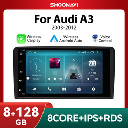 Autoradio pour Audi A3 2 8P 128-2003, Android 12, AI Voice, Carplay sans fil, 8 Go, 2013 Go, Navigation GPS, DSP, Audio, RDS, IPS