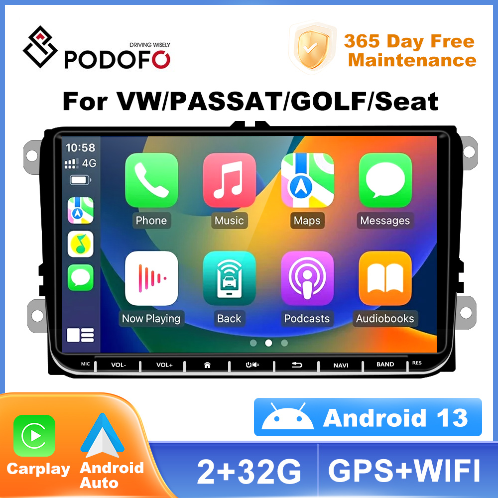 PodoNuremberg-Autoradio Android 11, GPS avec Carplay, 2 Din, VW, Volkswagen, Passat Golf MK5, MK6, Jetta, EOS, POLO, Touran, Seat, Sharan n° 1