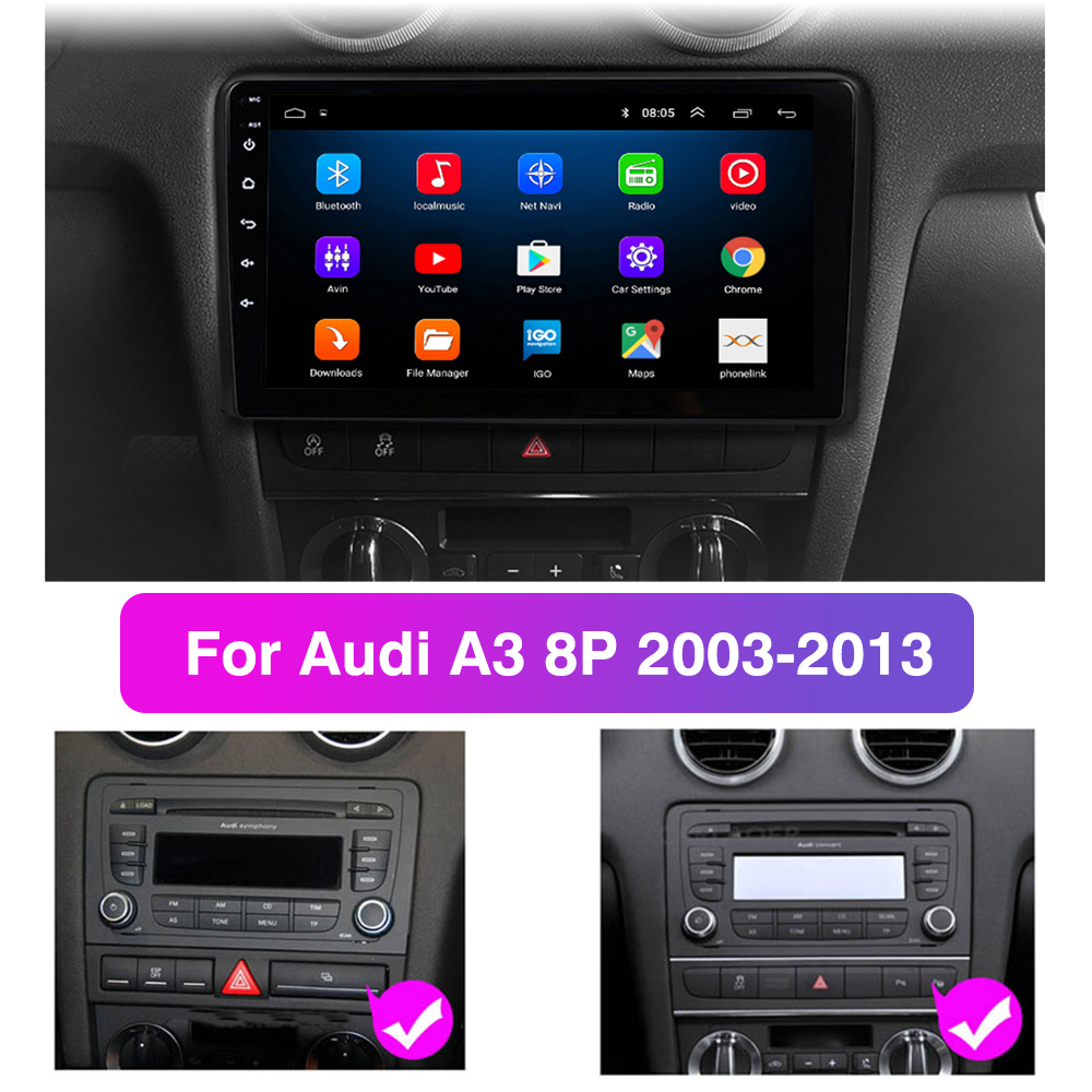 Autoradio Android 10, Navigation GPS, DSP, BT, RDS, Lecteur de Limitation, 2Din, Carplay, pour Audi RS3 Sportback A3 8P S3 2003-2012 n° 2