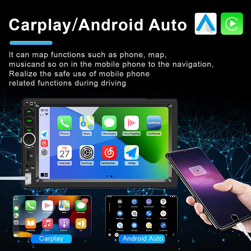 Autoradio Ã  Limitation Automobile, Lecteur VidÃ©o MP5, Sans Fil, Apple, Carplay, Android, Auto, Bluetooth, SystÃ¨mes Intelligents de Voiture, 7 Pouces n° 3