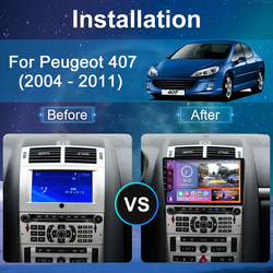 Autoradio Android, Navigation GPS, Carplay, Ã©cran tactile, sans fil, stÃ©rÃ©o, lecteur multimÃ©dia vidÃ©o, pour voiture Peugeot 407 1 (2004 2005 2006 2007 2008 2009 2010 2011) small picture n° 2