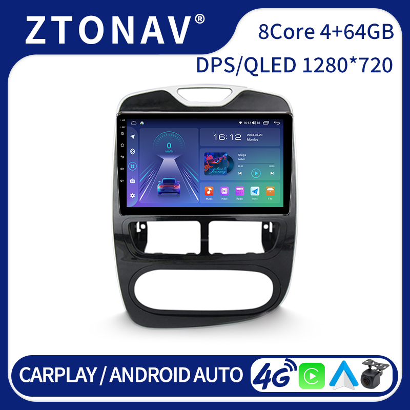 ZTONAV-Radio Carplay sans fil, StÃ©rÃ©o Android, Limitation GPS, Renault Clio 4, 2012, 2013, 2014, 2015, 2016 n° 1