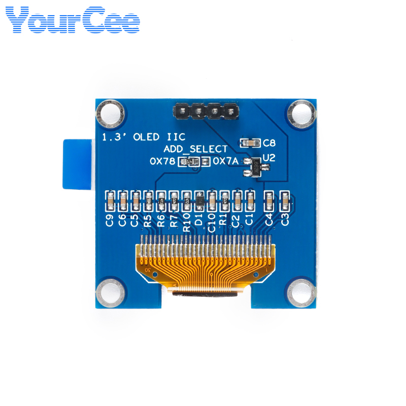 Ã‰cran LCD OLED de 1.3 pouces 1.3 pouces, Module d'affichage blanc bleu SH1106 12864x64 128 SPI IIC I2C communiquer * 64 4 broches 7 broches n° 4