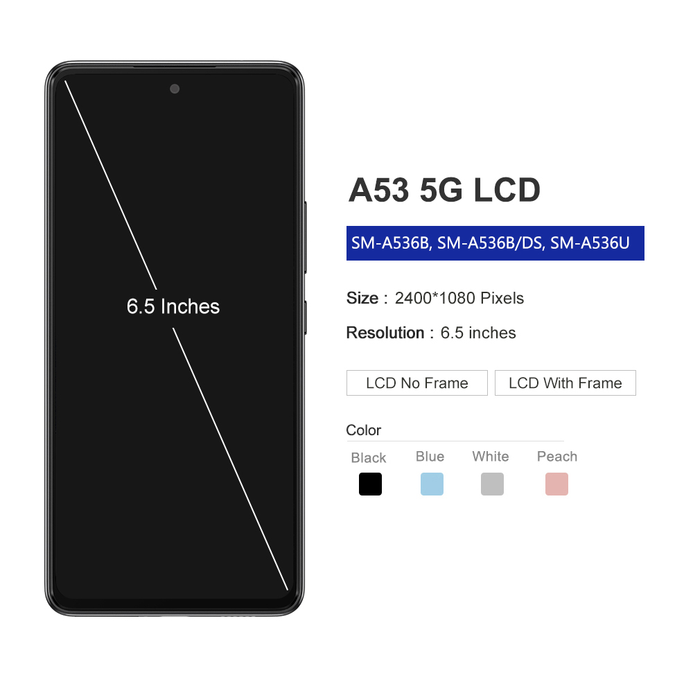 Ã‰cran tactile LCD avec chÃ¢ssis, 6.5 pouces, pour Samsung Galaxy A53 5G A536B A536U n° 3