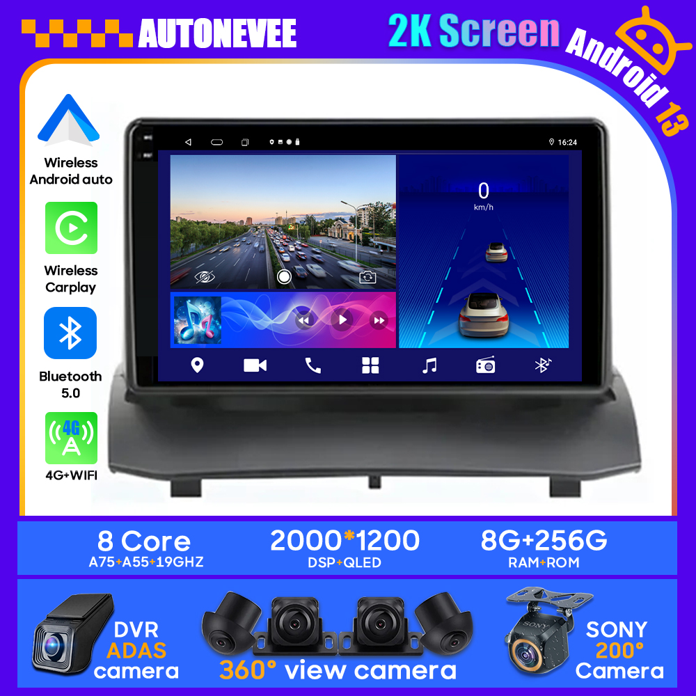 Autoradio Android 13, 4G, Carplay, GPS, Sans Fil, 2DIN, UnitÃ© StÃ©rÃ©o, Lecteur VidÃ©o, Limitation, pour Voiture Ford Fi.C. MK7 (2009 -2017) n° 1