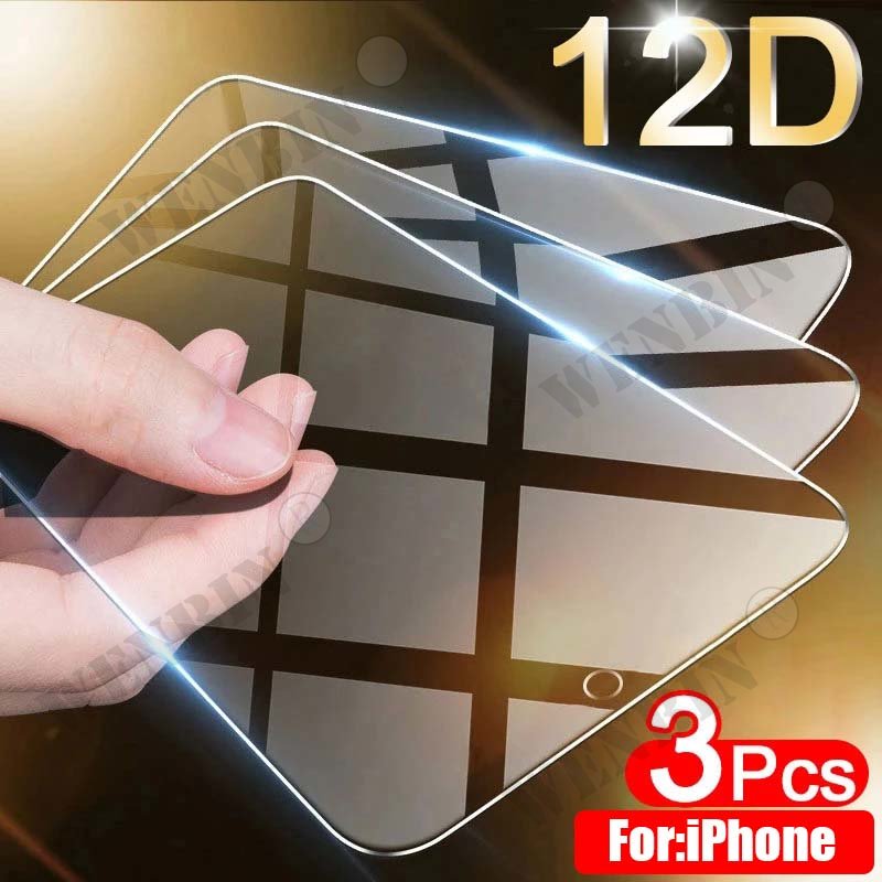 Protecteur d'Ã©cran en verre pour iPhone, verre de protection complet pour iPhone 14, 13, 12, 11 Pro Max, 8, 7 Plus, SE, 3 piÃ¨ces n° 1