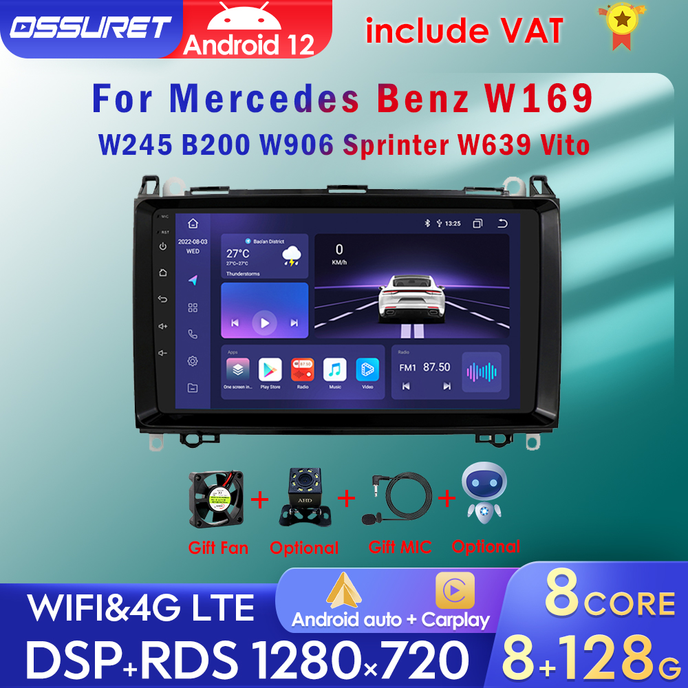 Autoradio Android 12, GPS, lecteur multimÃ©dia, pour voiture Mercedes Benz classe V W639, Vito Viano (2006 â€“ 2014), W906, Sprinter (2500, 3000, 2006, 2012) n° 1