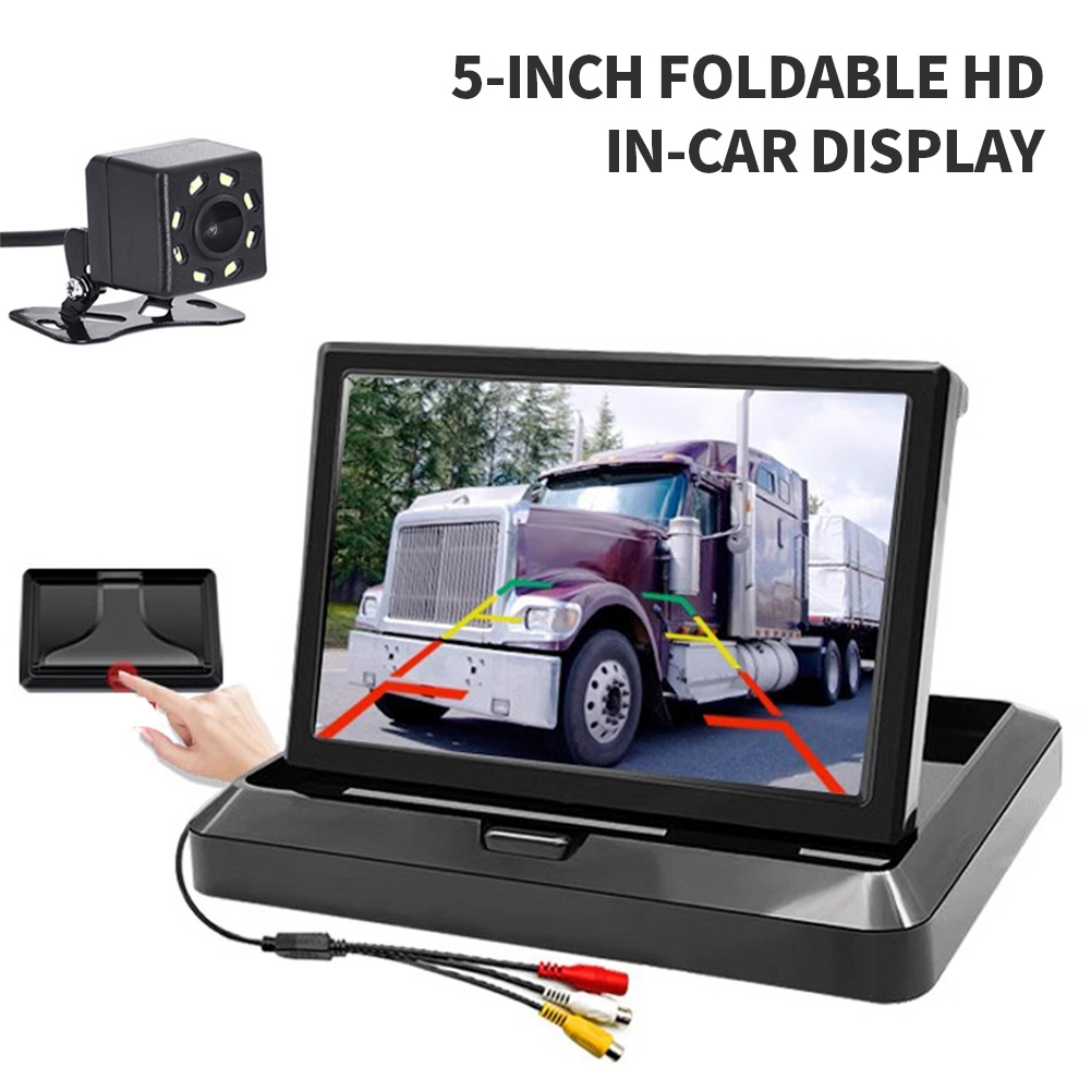 Ã‰cran d'affichage de moniteur HD TFT LCD, entrÃ©e AV bidirectionnelle, camÃ©ra de recul de recul, pliable, Ã©cran de limitation de voiture, 4.3 , 5 n° 5