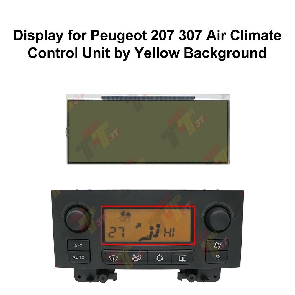 Tableau de bord LCD avec fond jaune pour Peugeot 207 307, panneau A/C de contrÃ´le de la climatisation n° 1